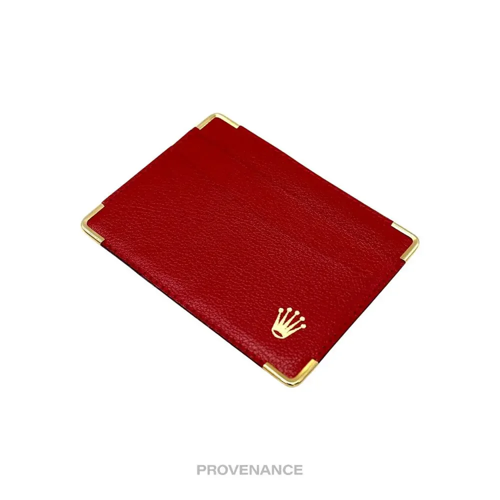 🔴 Rolex Card Holder Wallet - Red Leather